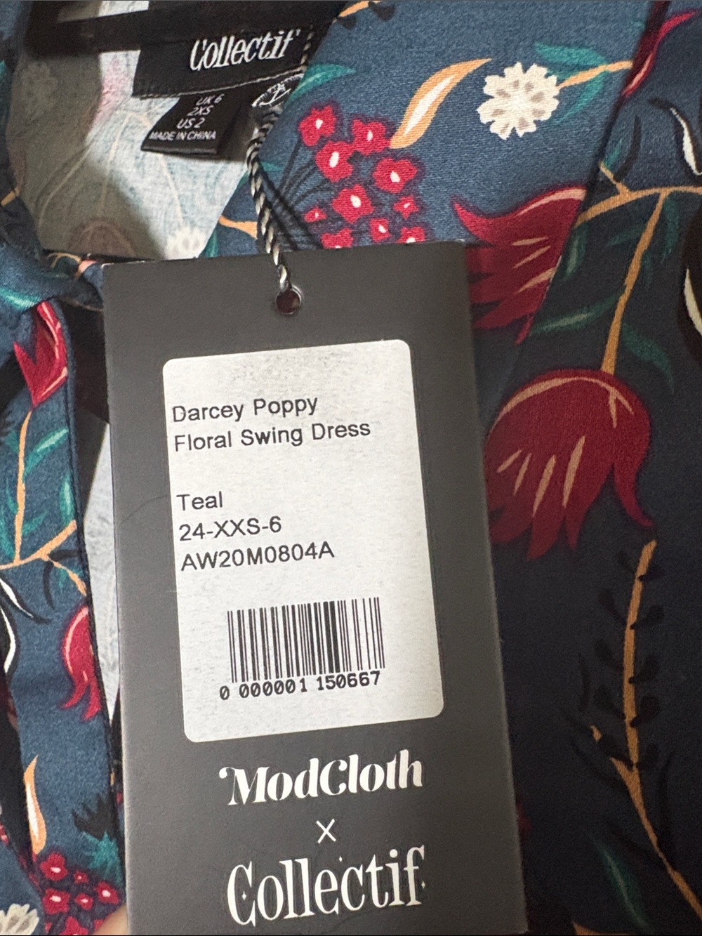 NWT ModCloth x Collectif Darcey Poppy Floral Swing Dress - Picture 3 of 12